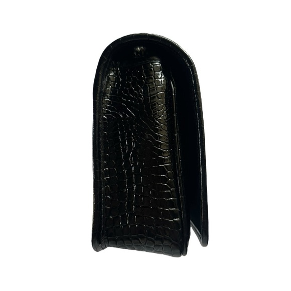 Saint Laurent Black Croc-Embossed Leather Crossbody Bag - Picture 4 of 15